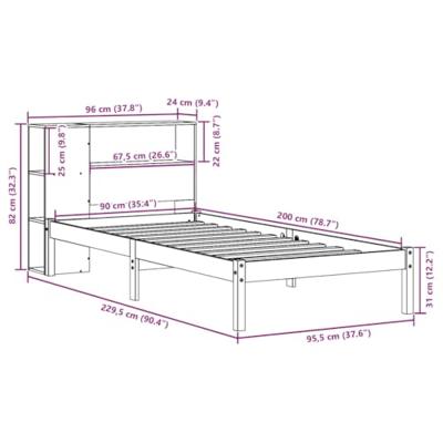 Bed met boekenkast zonder matras grenenhout wit 90x200 cm