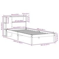 Bed met boekenkast zonder matras grenenhout wit 90x200 cm - thumbnail