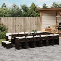 17-delige Tuinset met kussens poly rattan bruin - thumbnail