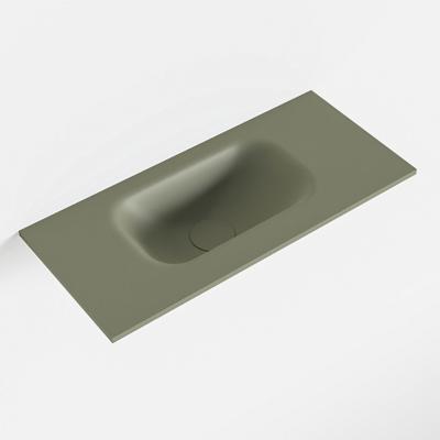 MONDIAZ EDEN Army solid surface inleg wastafel voor toiletmeubel 50cm. Positie wasbak links