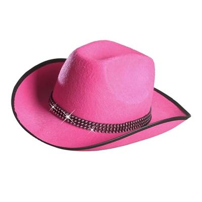 Cowboyhoed roze met strass band