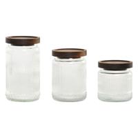 Set van 3 Potjes Home ESPRIT Transparant Natuurlijk 700 ml 1 L 3 Onderdelen - thumbnail