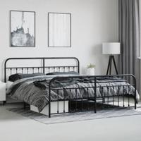 Bedframe met hoofd- en voeteneinde metaal zwart 193x203 cm - thumbnail