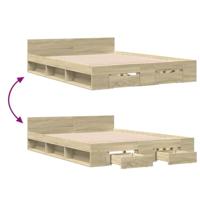 Bedframe met lades bewerkt hout sonoma eikenkleurig 150x200 cm - thumbnail