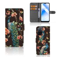 OPPO A16/A16s/A54s | Telefoonhoesje | Met pasjeshouder | Pauw met Bloemen - thumbnail