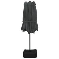 Parasol dubbel dak met LED 449x245 cm antracietkleurig - thumbnail
