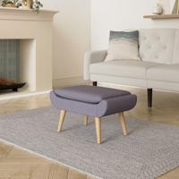 Voetenbank 73x43x42 cm stoffen bekleding donkergrijs - thumbnail