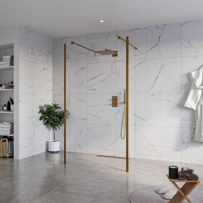 Fortifura Galeria Vrijstaande Inloopdouche - 110x200cm - Helder - antikalk - 8mm veiligheidsglas - 2 zijwanden 30cm - wandsteunen en hoekprofielen - Geborsteld koper PVD (Koper) SW927772 2x/SW915250/SW797909 2x/SW876703 2x Fortifura Galeria Vrijstaande Inloopdouche - 110x200cm - Helder - antikalk - 8mm veiligheidsglas - 2 zijwanden 30cm - wandsteunen en hoekprofielen - Geborsteld koper PVD (Koper) SW927772 2x/SW915250/SW797909 2x/SW876703 2x