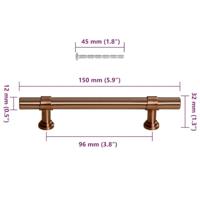 Handvatten 10 st 96 mm roestvrij staal bronskleurig - thumbnail