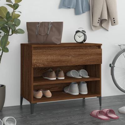 VidaXL Schoenenkast 70x36x60 cm bewerkt hout gerookt eikenkleurig VidaXL Schoenenkast 70x36x60 cm bewerkt hout gerookt eikenkleurig