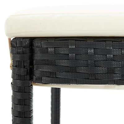 Tuinbarkrukken met kussens 2 st poly rattan zwart - thumbnail