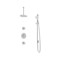 Hotbath Buddy - Inbouw Regendoucheset - 2 Stopkranen - Thermostatisch - Plafondbuis 30 cm - Hoofddouche 200 mm - Ronde Handdouche 3 Standen - Glijstang 900 mm - Waterbesparend - V01 - thumbnail
