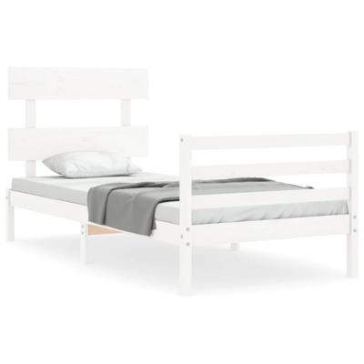 Bedframe met hoofdbord massief hout wit