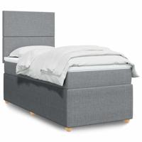 Boxspring met matras stof lichtgrijs 90x200 cm - thumbnail