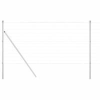 VidaXL Hek met paal zilver 1,4 x 10 m staal en pvc - thumbnail