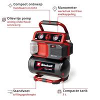 Einhell TE-AC 18/75 Li OF-Solo Accucompressor 8 bar Zonder accu, Analoge Manometer, 1 cilinder - thumbnail