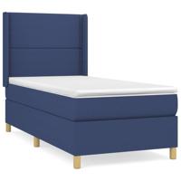 Boxspring met matras stof blauw 90x190 cm - thumbnail