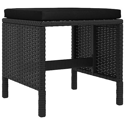 6-delige Tuinset met kussens poly rattan zwart