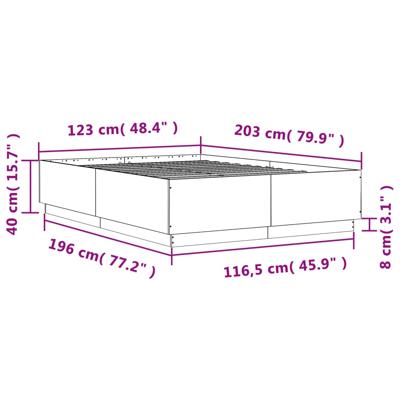 Bedframe met LED-verlichting grijs sonoma eiken 135x190 cm