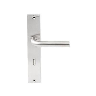 Hardbrass Deurkruk Oslo op rechthoekig langschild sleutelgat 72mm - RVS Hardbrass Deurkruk Oslo op rechthoekig langschild sleutelgat 72mm - RVS