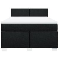 Boxspring met matras stof zwart 140x190 cm - thumbnail