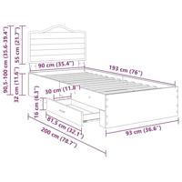 Bedframe met hoofdeinde Oudhout 90 x 190 cm Bewerkt hout - thumbnail