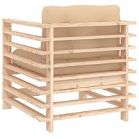 Tuinstoelen 2 st met kussens massief grenenhout - thumbnail