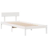 Bed met boekenkast zonder matras grenenhout wit 90x200 cm - thumbnail