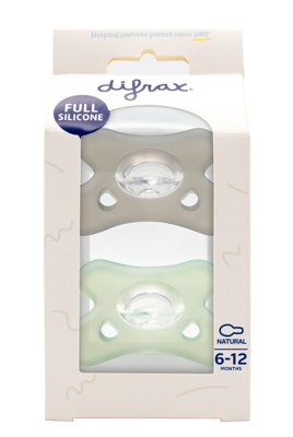Difrax Fopspeen Natural Siliconen 6-12 Maanden Stone/Sage