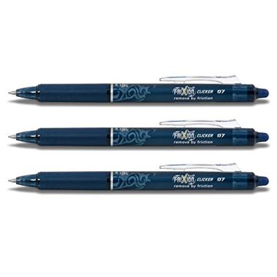 Pilot FriXion Ball Clicker roller, intrekbaar, medium punt, 0,7 mm, zwart-blauw