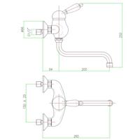 Badmengkraan Sapho Kirké 1-hendel Wit Retro Uitloop Gebogen 20 cm Brons Sapho - thumbnail