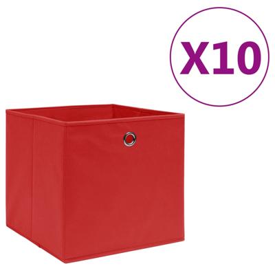 VidaXL Opbergboxen 10 st 28x28x28 cm nonwoven stof rood VidaXL Opbergboxen 10 st 28x28x28 cm nonwoven stof rood