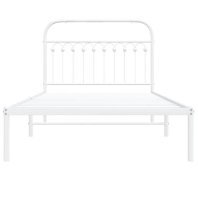 Bedframe met hoofdbord metaal wit 107x203 cm