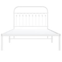 Bedframe met hoofdbord metaal wit 107x203 cm - thumbnail