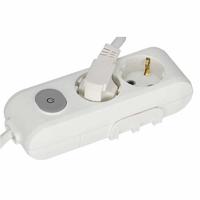 Panasonic stopcontact 2 voudig wit met 3 meter snoer en schakelaar en ophang mogelijkheid - thumbnail