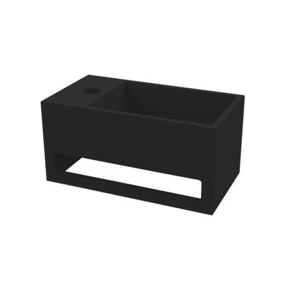 Best Design Fontein Mona-Black 33x18x16 cm incl. Handdoekhouder Links Solid Surface Mat Zwart