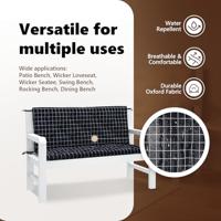 VidaXL Tuinbankkussens 2 st ruitpatroon 120x50x7 cm stof zwart - thumbnail