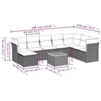 9-delige Loungeset met kussens poly rattan zwart - thumbnail
