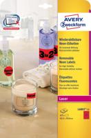 Etiket Avery L6003-25 63.5x29.6 neon rood 675 etiketten - thumbnail