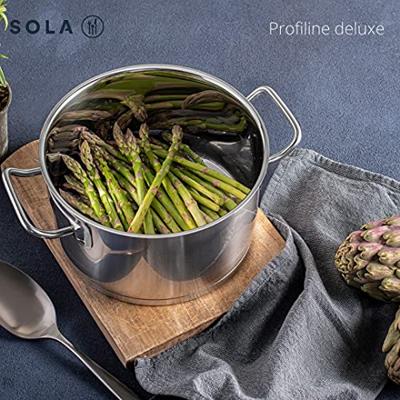 Sola Pannenset Profiline Deluxe - RVS - Kookpan ø 16, 18, 20, 24 cm & Steelpan ø 16 cm - Inductie geschikt - 5 Delig