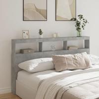 Hoofdbordkast met LED-verlichting 180x17x102 cm betongrijs - thumbnail