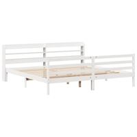 Bedframe met hoofdeinde zonder matras 200x200 cm wit - thumbnail