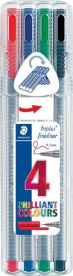Staedtler fineliner Triplus geassorteerde kleuren, opstelbare box met 4 stuks Staedtler fineliner Triplus geassorteerde kleuren, opstelbare box met 4 stuks