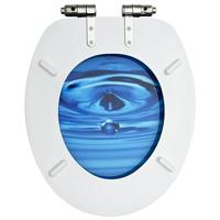 Toiletbril met soft-close deksel waterdruppel MDF blauw - thumbnail