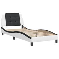 Bedframe zonder matras "Zadar" kunstleer wit en zwart 80x200 cm - thumbnail
