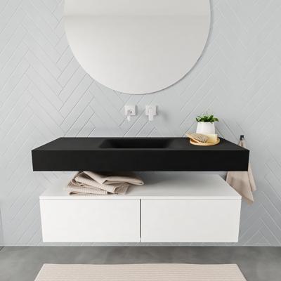 Aqua Splash Badkamermeubel AQS Ibiza 120 cm Mat Wit Twee Soft-Close Lades Solid Surface Wastafel Mat Zwart - Badmeubel Ibiza 120 cm Mat Wit Twee Lades Aqua Splash Badkamermeubel AQS Ibiza 120 cm Mat Wit Twee Soft-Close Lades Solid Surface Wastafel Mat Zwart - Badmeubel Ibiza 120 cm Mat Wit Twee Lades