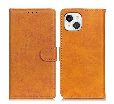 Casecentive Leren Wallet case met sluiting iPhone 13 tan
