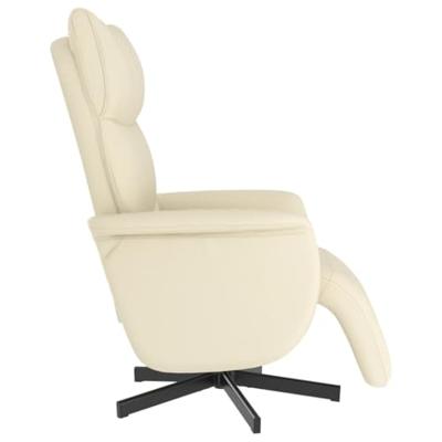 Fauteuil verstelbaar met voetensteun kunstleer crmekleurig - thumbnail
