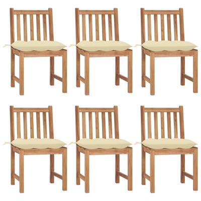 Tuinstoelen 6 st met kussens massief teakhout
