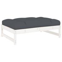 2-delige Loungeset met kussens massief hout wit - thumbnail